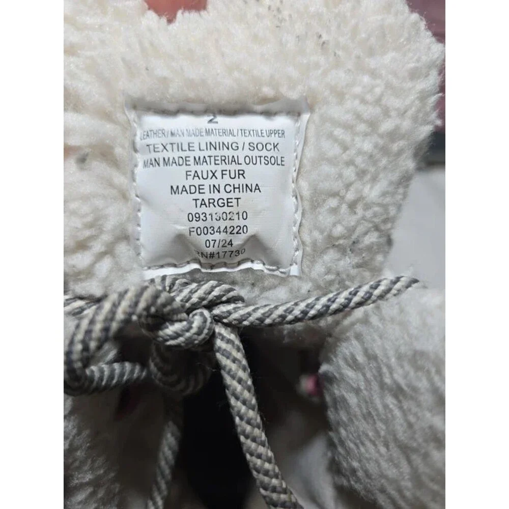 Cat & Jack Kids Size 2 Kit Pink Grey Waterproof Winter Snow Boots Thermolite